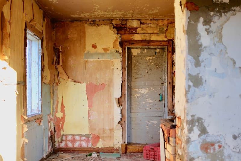Deteriorating interior walls of an older home