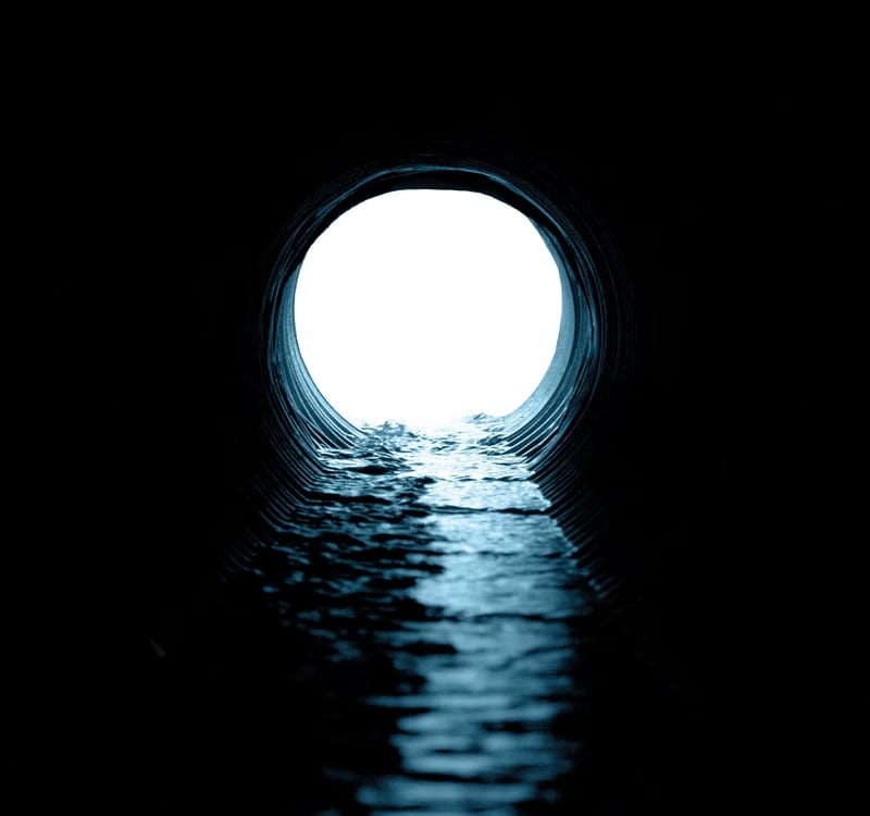 View through an underground sewer pipe